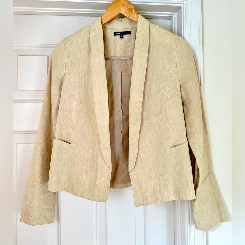 Vince Linen open front blazer. Sz 4. Cream